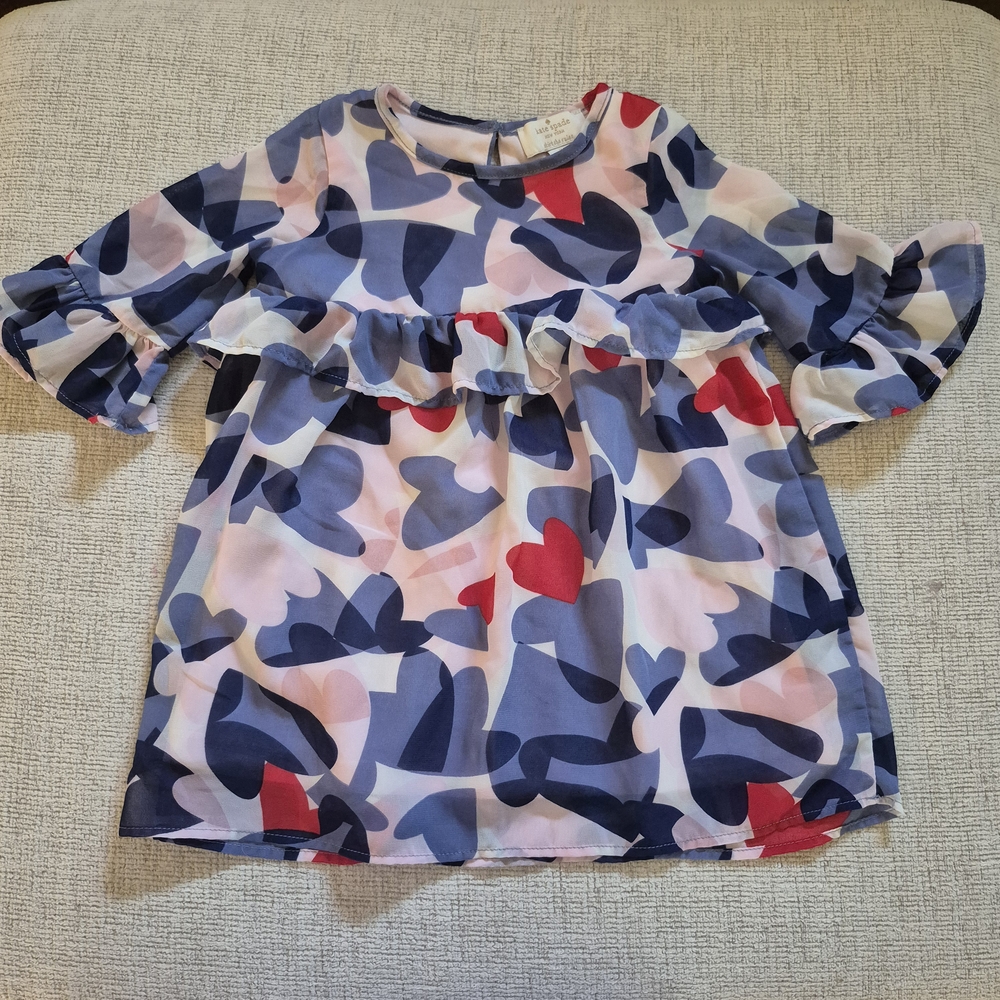 Kate Spade Kids Heart Print Blouse - Blue, Pink, Red
